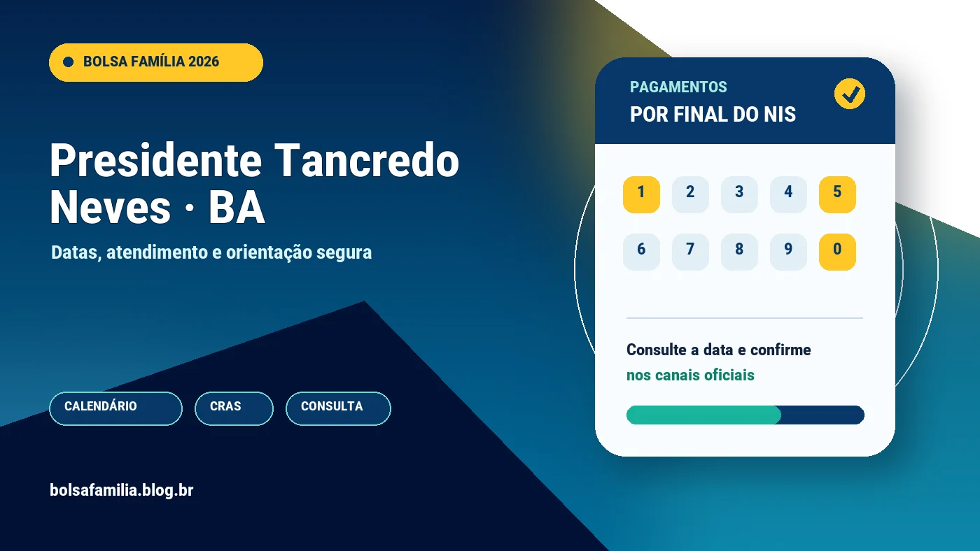 Calendário do Bolsa Família 2026 em Presidente Tancredo Neves