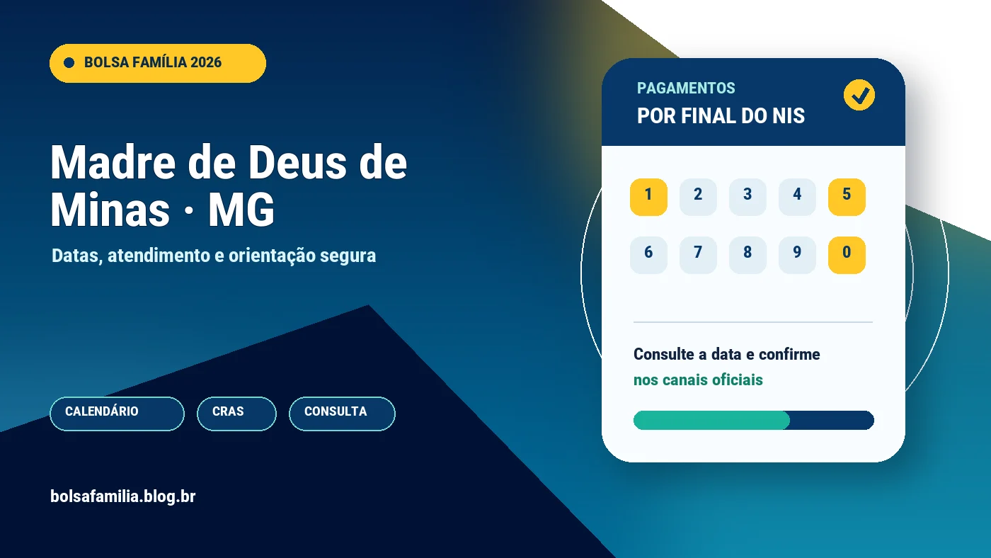 Calendário do Bolsa Família 2026 em Madre de Deus de Minas