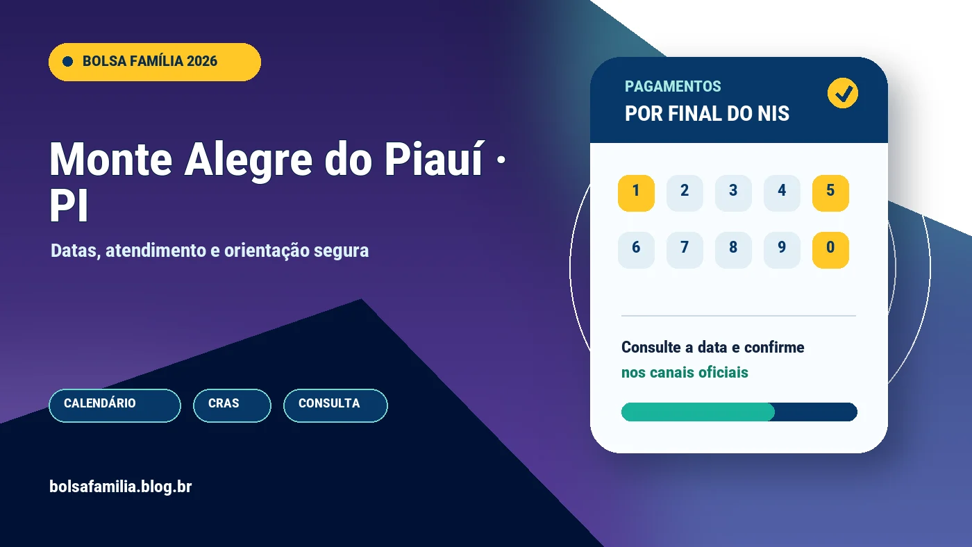 Calendário do Bolsa Família 2026 em Monte Alegre do Piauí