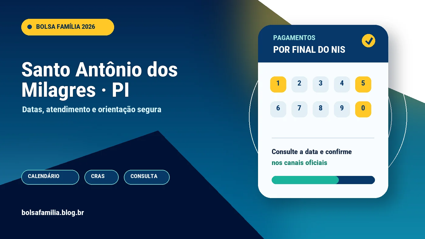 Calendário do Bolsa Família 2026 em Santo Antônio dos Milagres