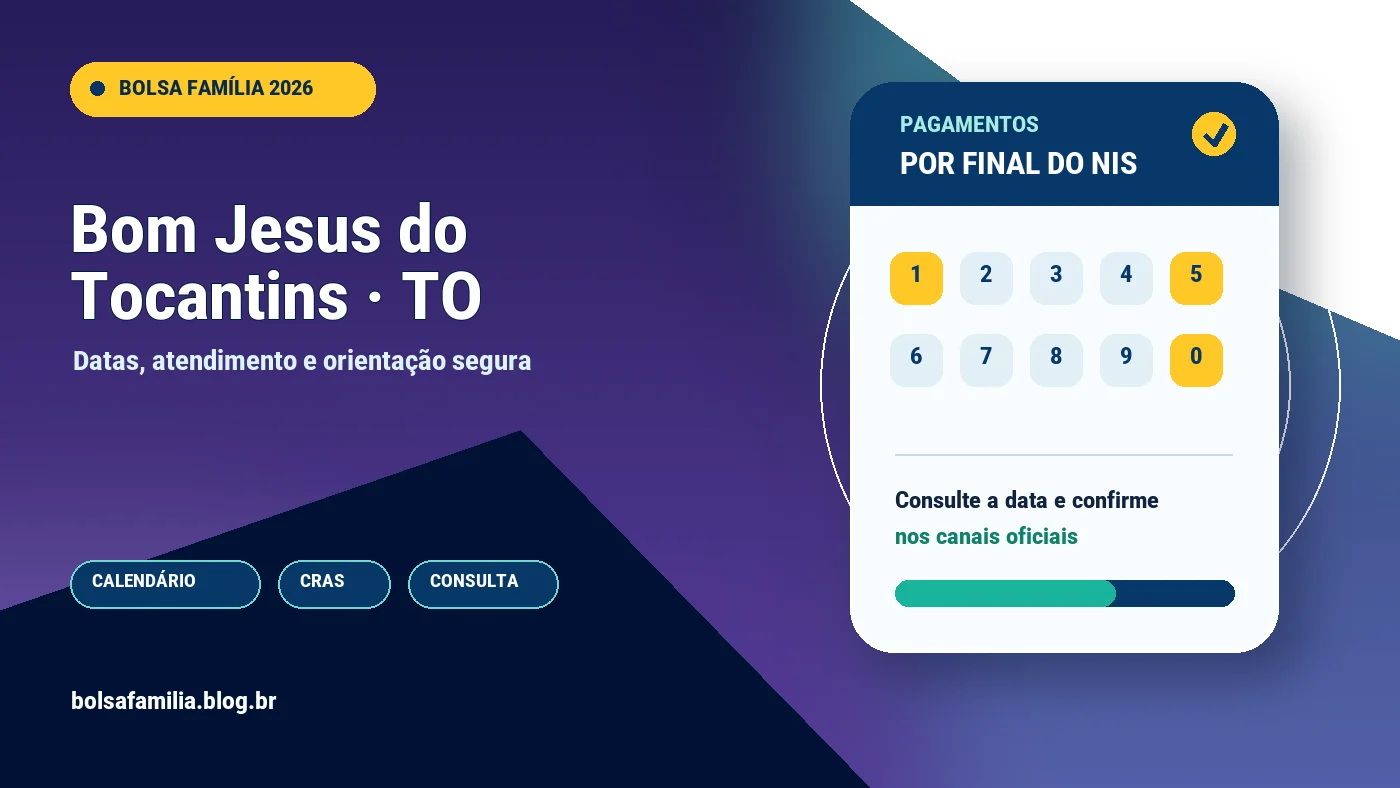 Calendário do Bolsa Família 2026 em Bom Jesus do Tocantins